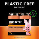 Duracell Plus 100% 9V Alkaline Batteries   4 per pack