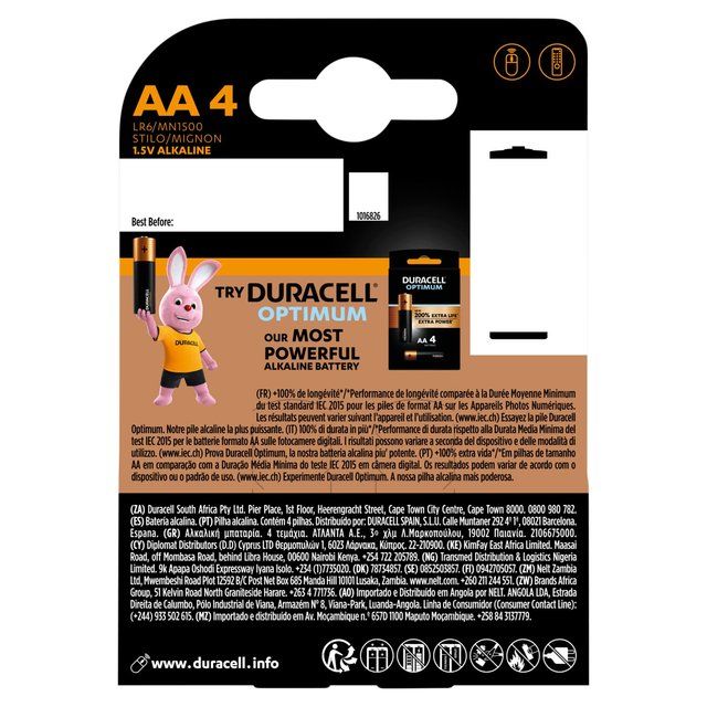 Duracell Plus 100% AA Alkaline Batteries   4 per pack