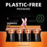 Duracell Plus 100% D Alkaline Batteries   4 per pack