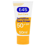 E45 Sun Face Cream for Sensitive Skin, Hydrating Sun Cream with very high UVA and UVB protection and SPF 50+, For Dry Skin
