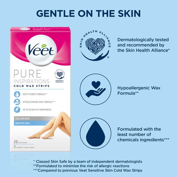 Veet Pure Inspiration Wax Strips Legs & Body Sensitive x20 GOODS Superdrug   