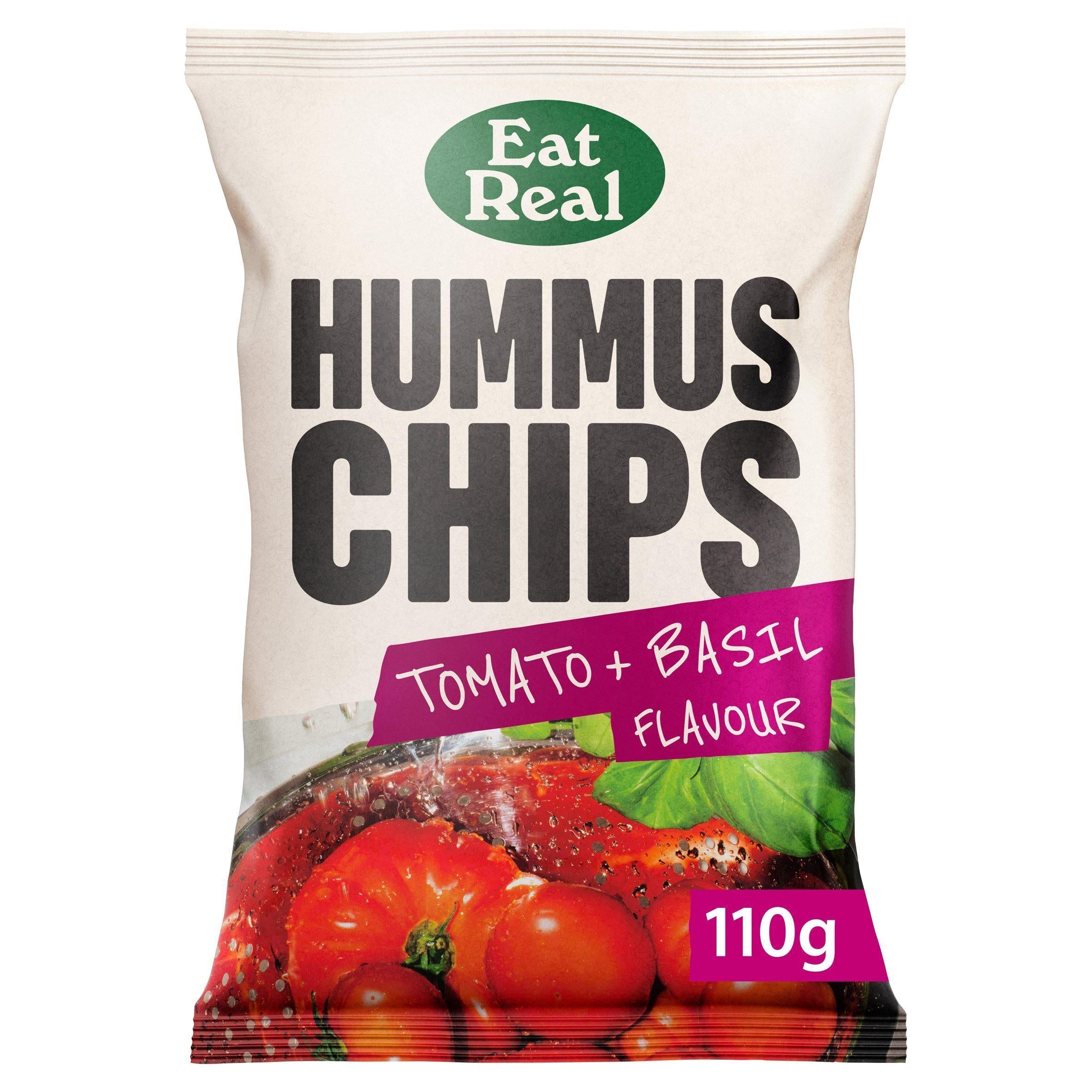 Eat Real Hummus Chips Tomato &amp;amp; Basil Flavour 110g