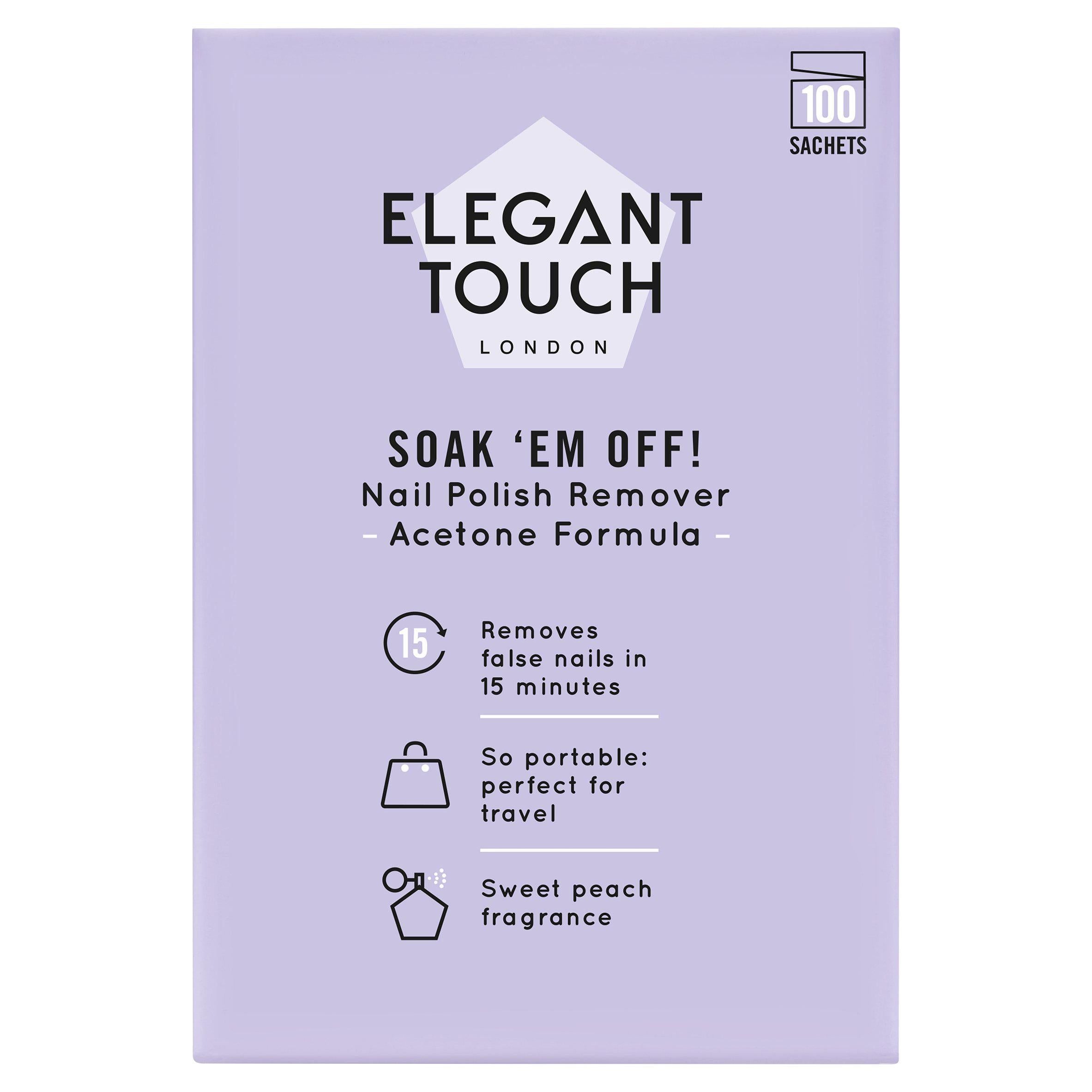Elegant Touch Soak 'Em Off! Peach Fragrance 100 Sachets 0.5g