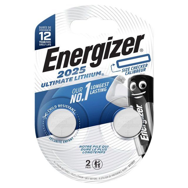 Energizer 2025 Lithium Coin Battery   2 per pack