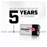Energizer Max 9V Batteries Alkaline   2 per pack