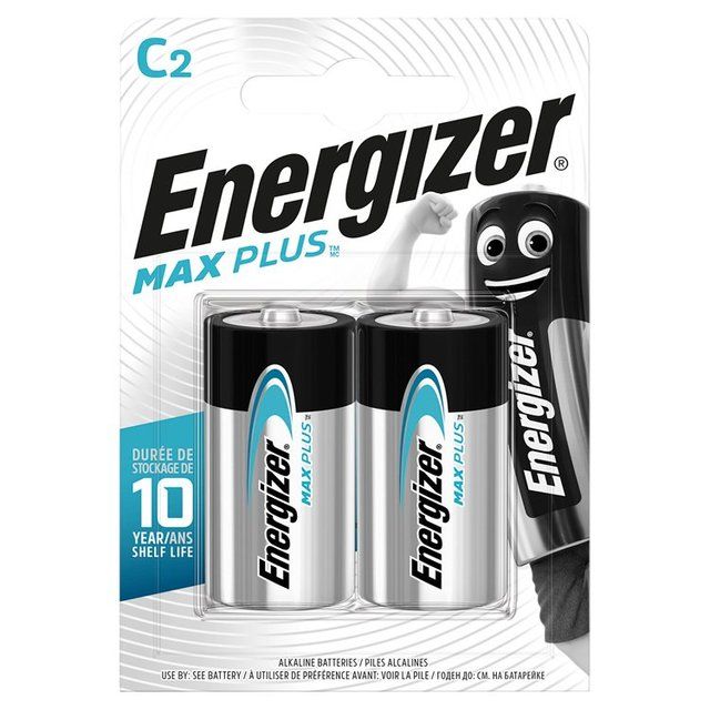Energizer Max Plus C Batteries Alkaline   2 per pack