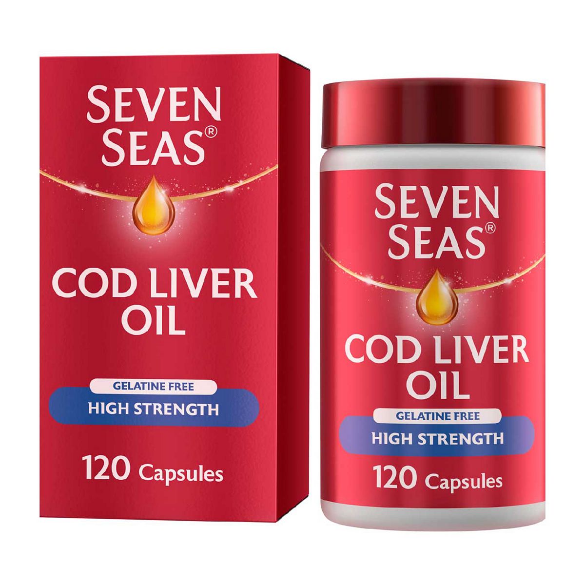 Seven Seas Cod Liver Oil High Strength Gelatine Free Omega-3 120 Caps - McGrocer