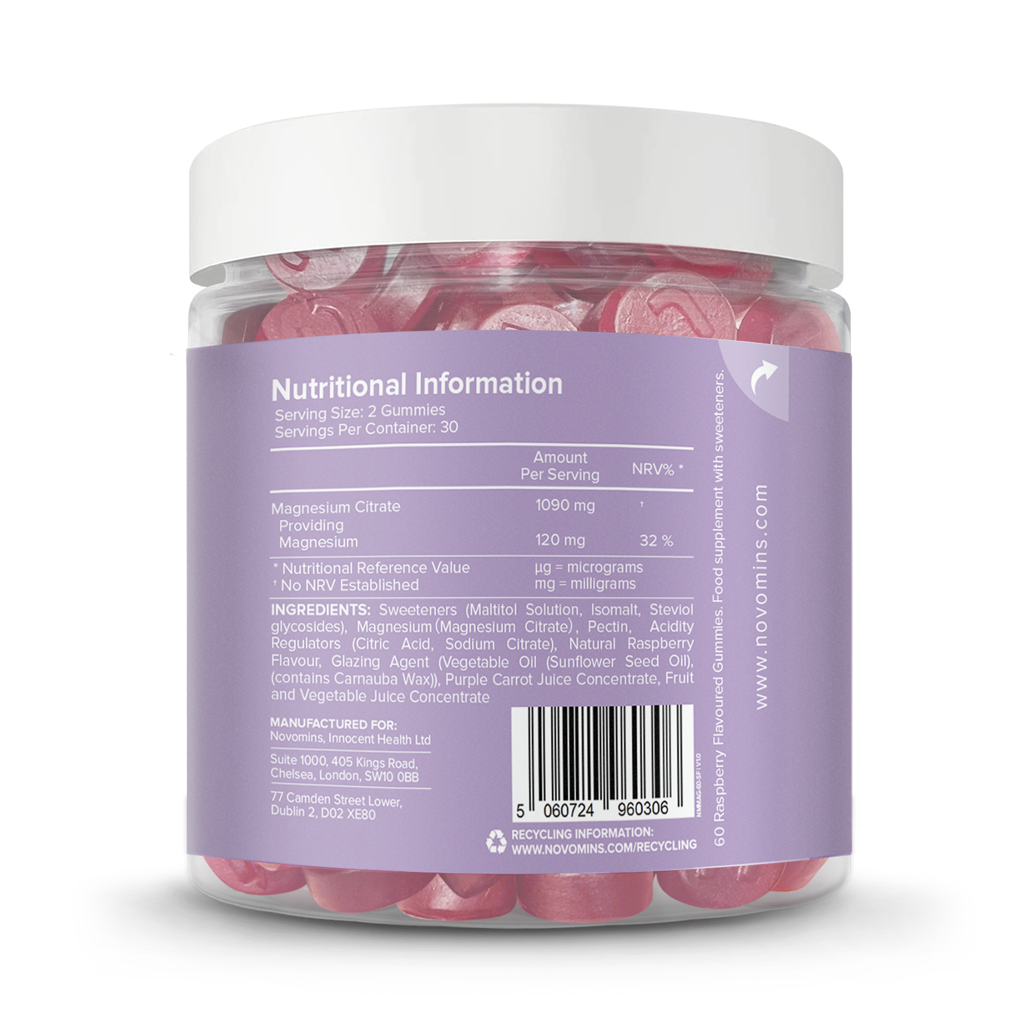 Novomins Magnesium SF Raspberry Flavoured 60 Gummies - 998848
