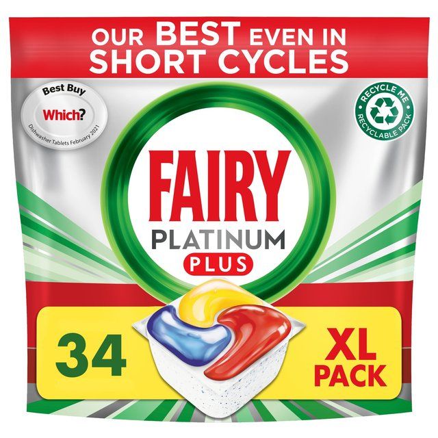 Fairy Platinum Plus Lemon Dishwasher Tablets   34 per pack