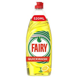 Fairy Platinum Quickwash Lemon Washing Up Liquid   520ml