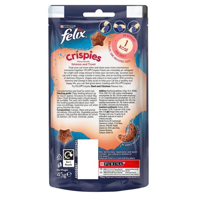 Felix Crispies Salmon &amp;amp; Trout Cat Treats    45g