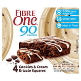 Fibre One 90 Calorie Cookies &amp;amp; Cream Drizzle Squares   4 x 24g