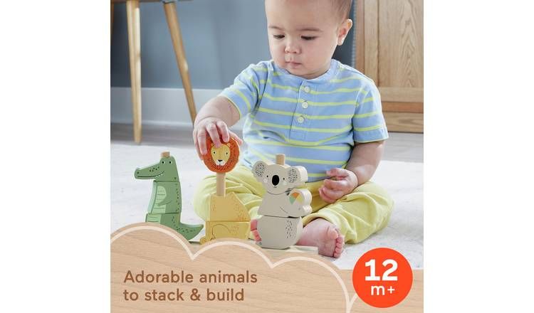 Fisher-Price Wooden Stack &amp;amp; Sort Animals 10 Piece Toy