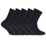 FLOSO Kids Plain School Socks (Pack Of 5) (9-12) Navy