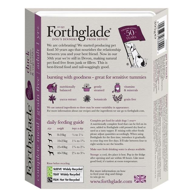 Forthglade Complete Adult Duck Potato &amp;amp; Veg Grain Free   395g