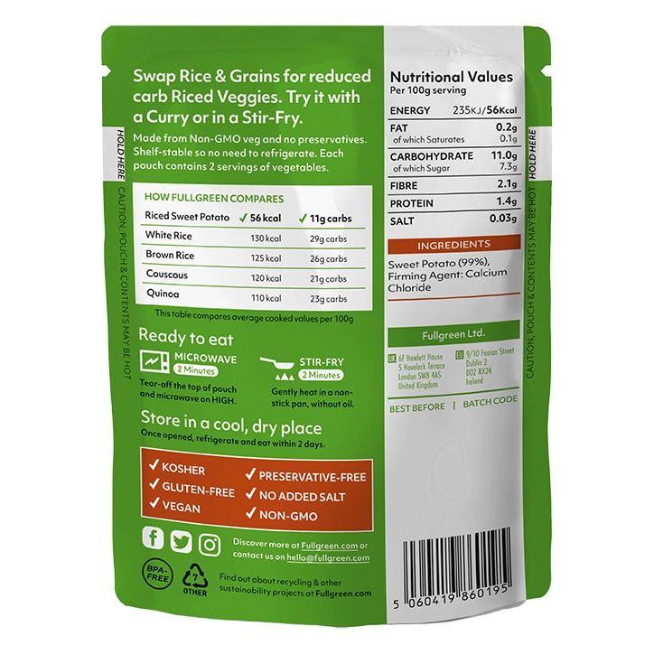 Full Green Riced Sweet Potato 200g