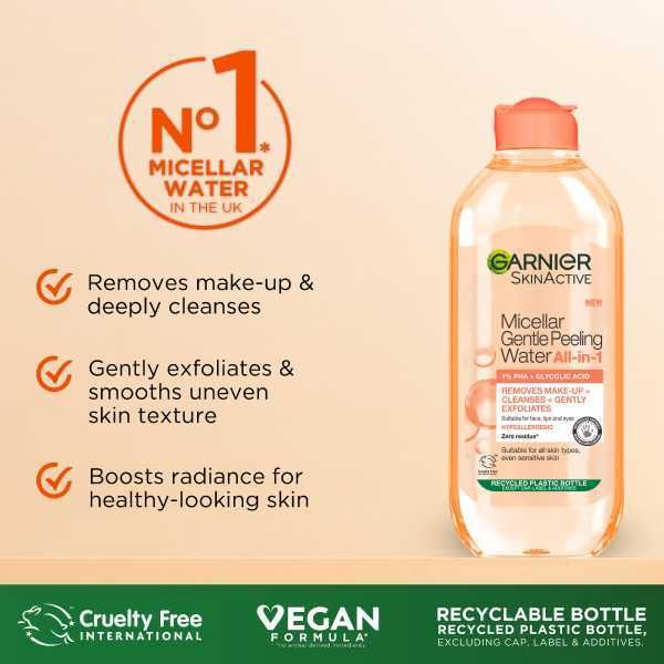 Garnier Micellar Gentle Peeling Water 1% Pha &amp;amp; Glycolic Acid