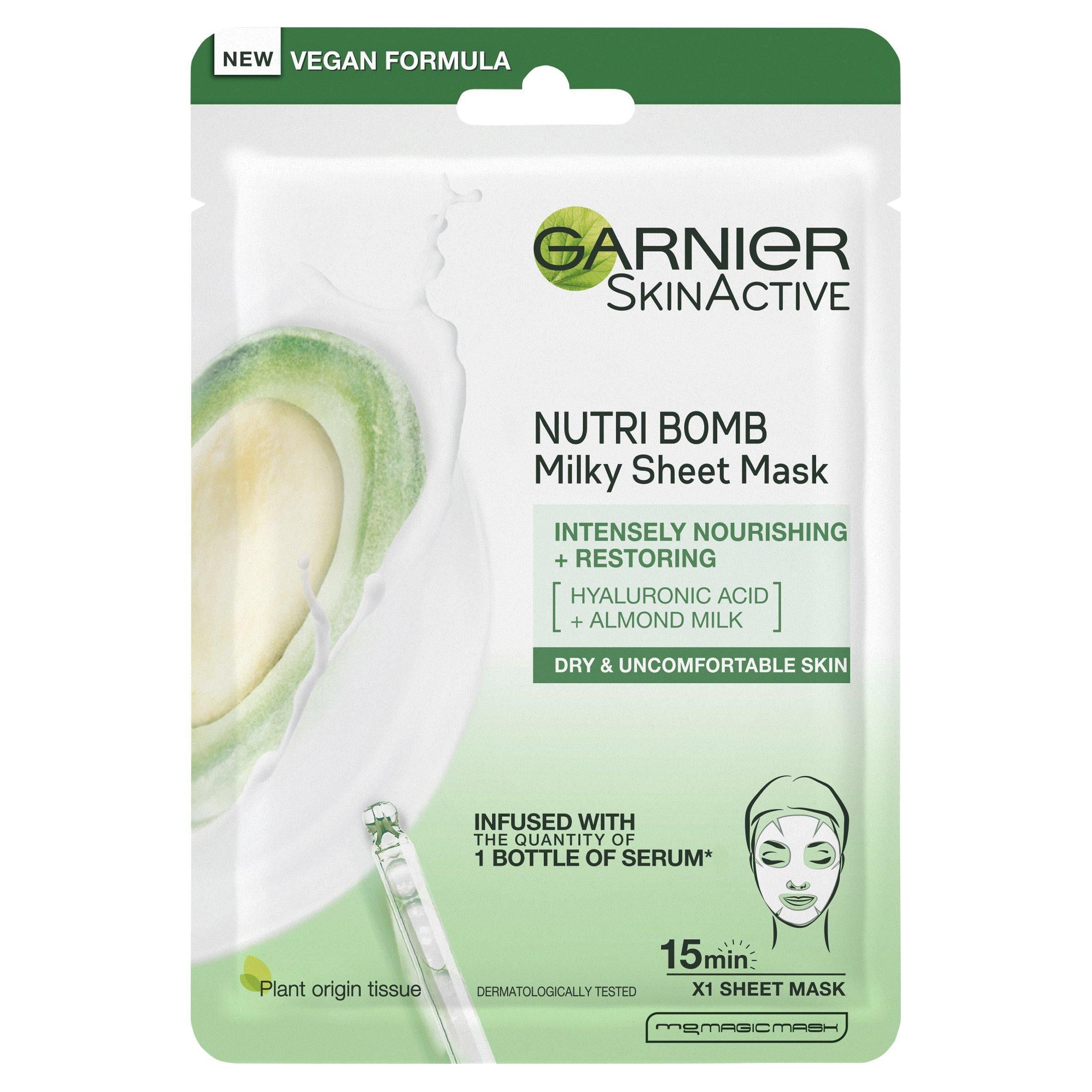 Garnier Nutri Bomb Milky Face Sheet Mask Almond Milk &amp;amp; Hyaluronic Acid 28g