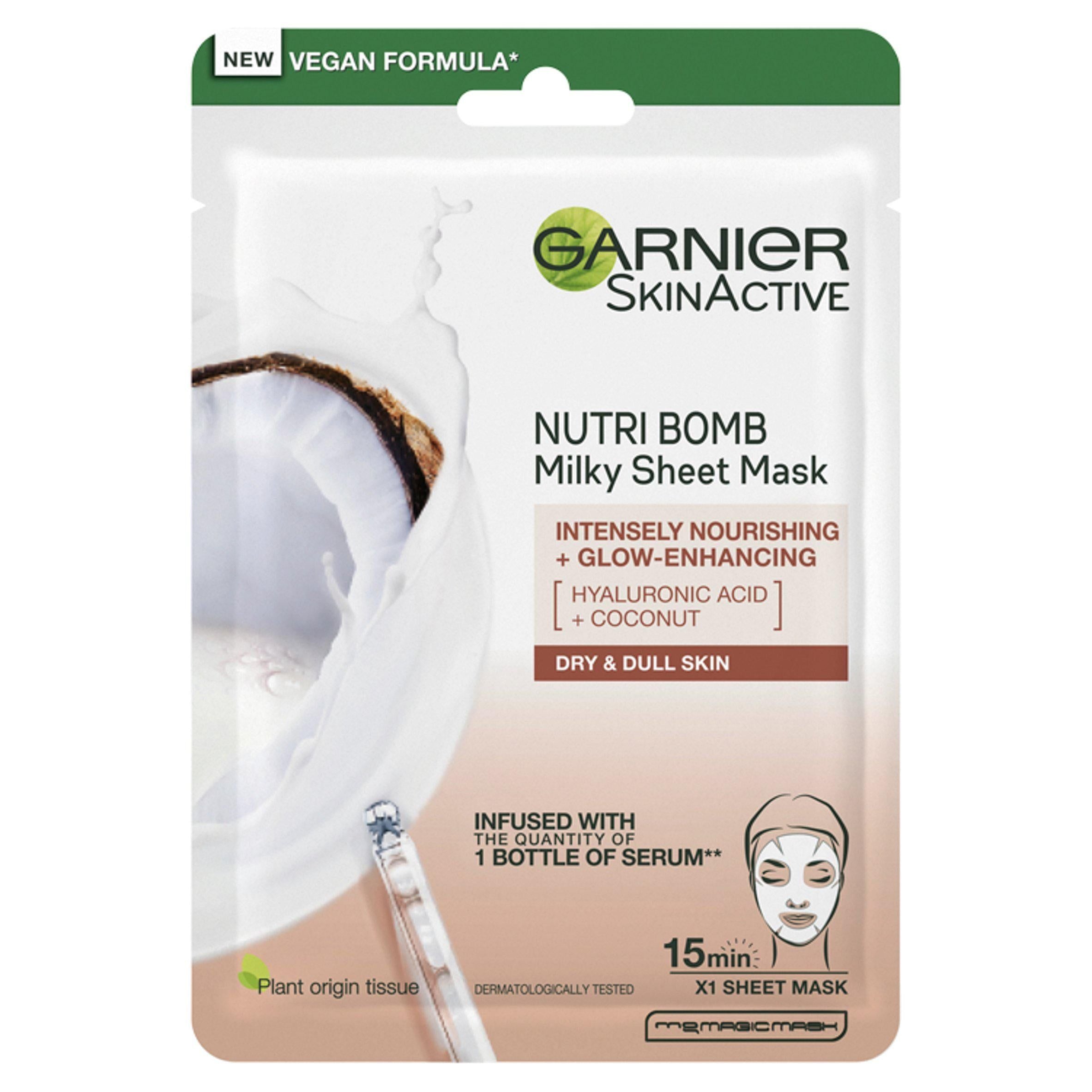 Garnier Nutri Bomb Milky Face Sheet Mask Coconut &amp;amp; Hyaluronic Acid for Hydrated Glowing Skin 28g