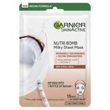 Garnier Nutri Bomb Milky Face Sheet Mask Coconut &amp;amp; Hyaluronic Acid for Hydrated Glowing Skin 28g