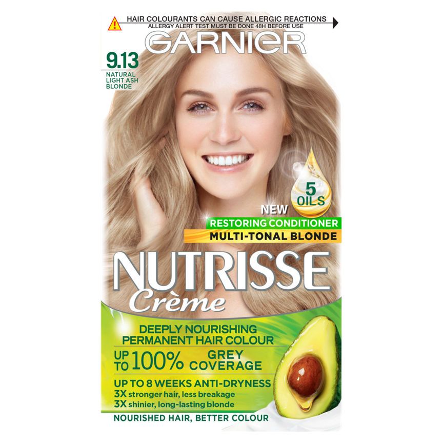 Garnier Nutrisse Cr&amp;egrave;me Permanent Nourishing Hair Colour 9.13 Natural Light Ash Blonde