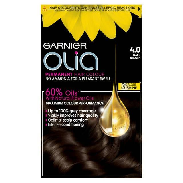 Garnier Olia Permanent No Ammonia Hair Dye Dark Brown 4.0