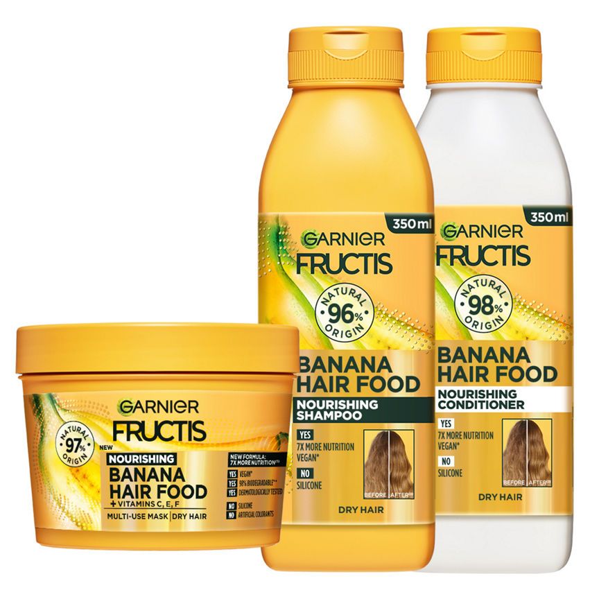 Garnier Ultimate Blends Banana Hair Food Shampoo, Conditioner &amp;amp; Hair Mask Bundle