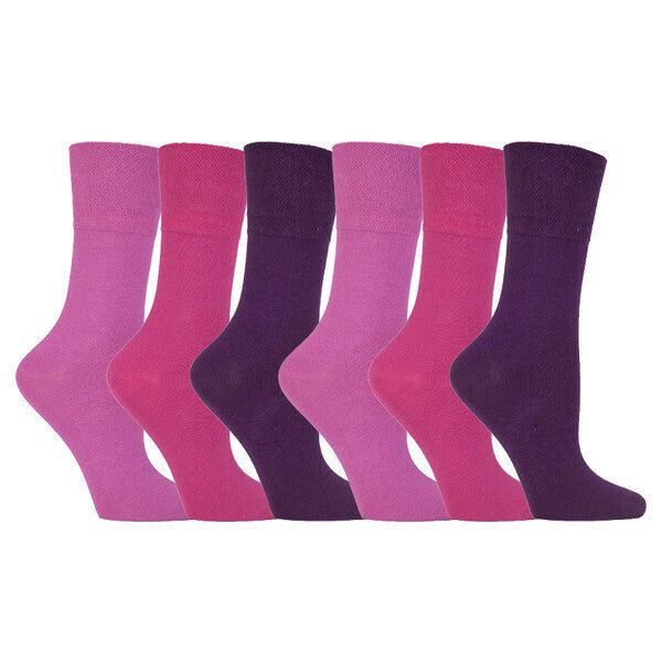 Gentle Grip 6 Pairs Ladies Diabetic Sock 4-8 UK Pink