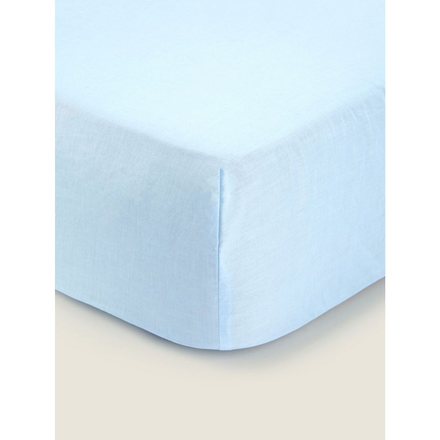 George Home Blue Cotton Fitted Sheet