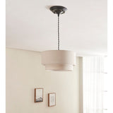 George Home Cream Two-Tier Faux Linen Easy-Fit Light Shade