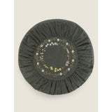 George Home Green Circular Floral Embroidered Cushion
