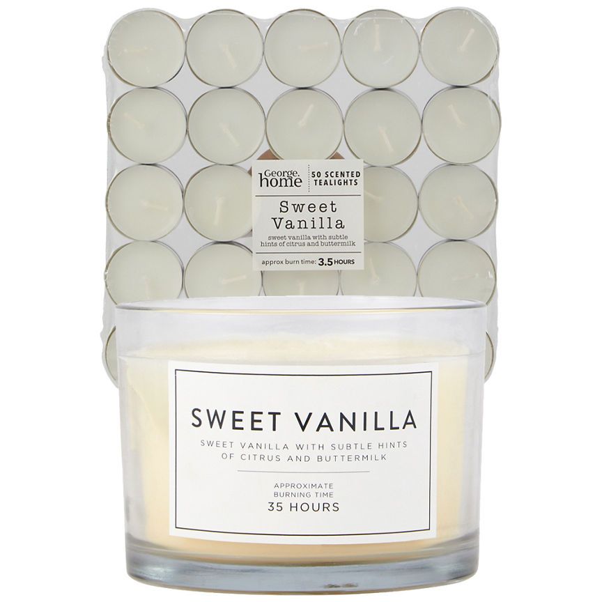 George Home Vanilla Multiwick Candle &amp;amp; Tealights Bundle