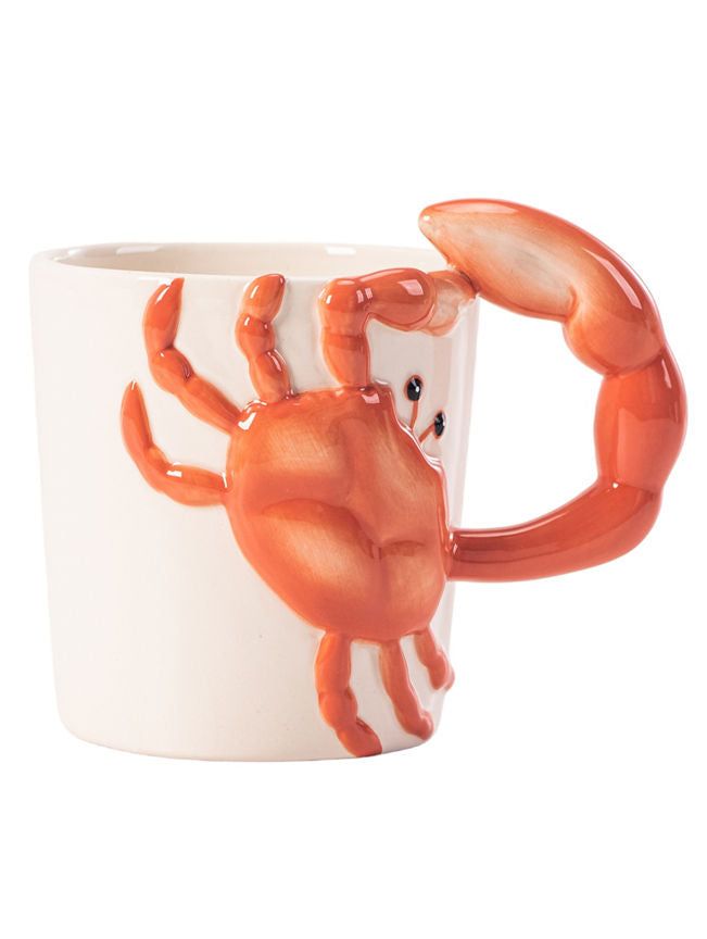 George Home White &amp;amp; Orange 3D Crab-Shaped Mug