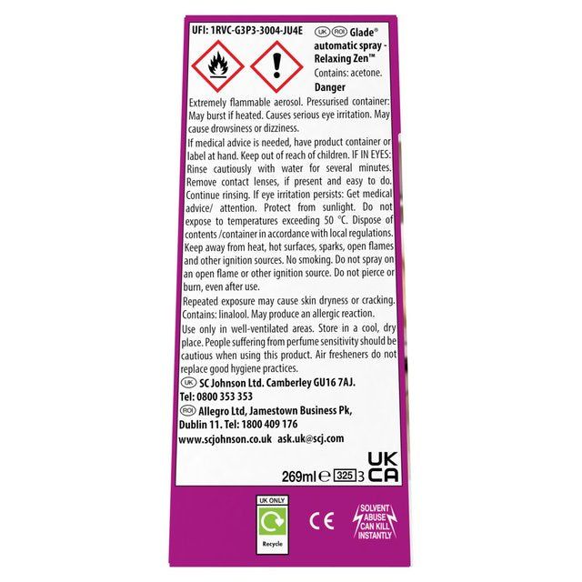Glade Automatic Spray Holder &amp;amp; Refill Relaxing Zen Air Freshener   269ml