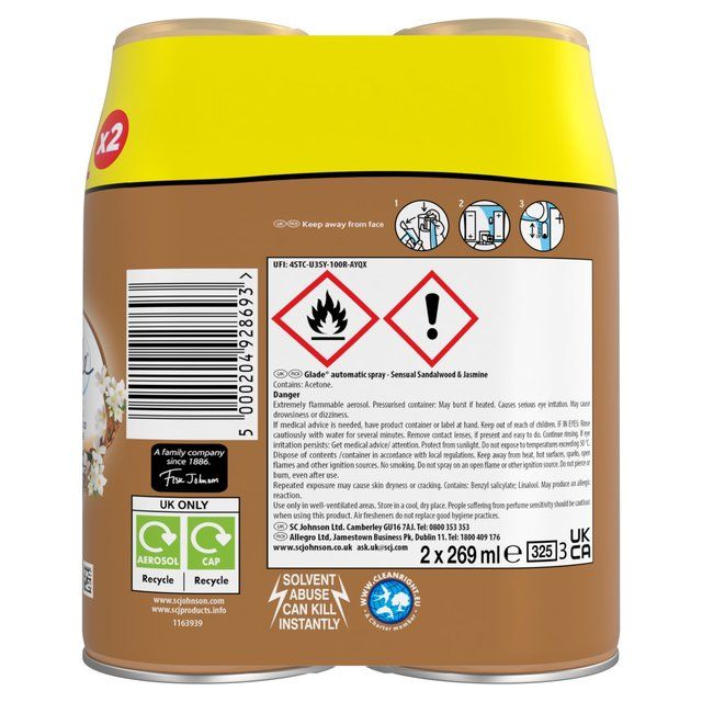 Glade Automatic Spray Twin Refill Sandalwood &amp;amp; Jasmine Air Freshener   2 x 269ml