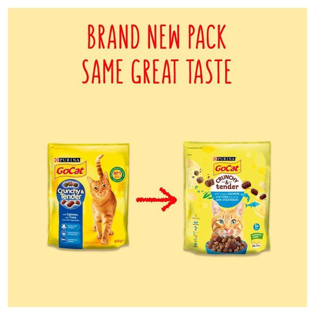 Go-Cat Crunchy &amp;amp; Tender Salmon and Tuna Dry Cat Food    900g