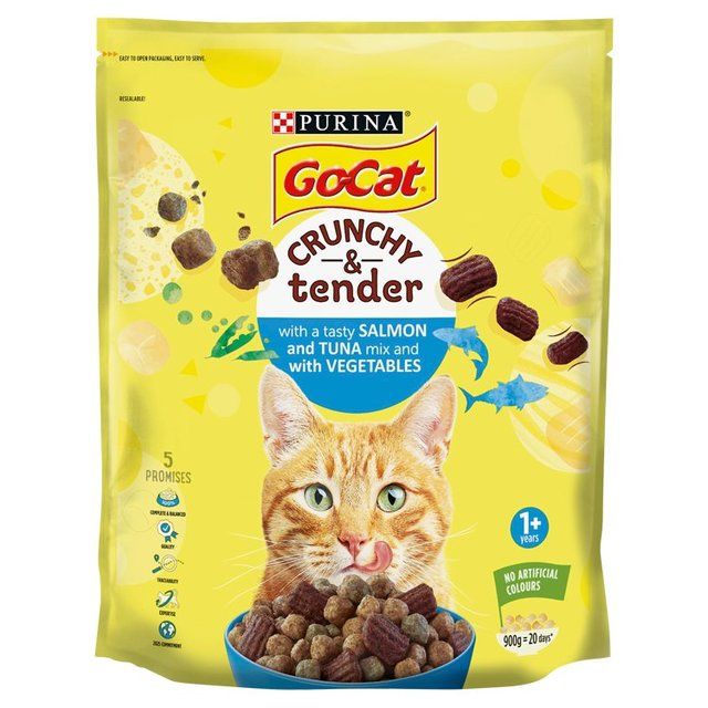 Go-Cat Crunchy &amp;amp; Tender Salmon and Tuna Dry Cat Food    900g