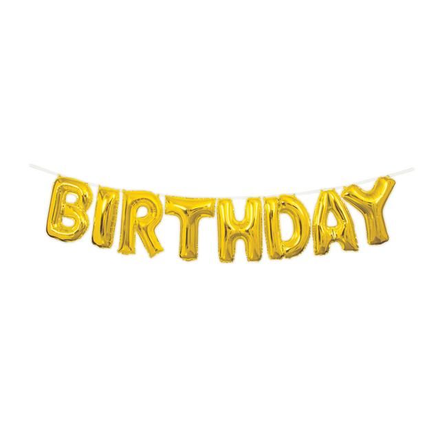 Gold Happy Birthday Balloon Banner Kit