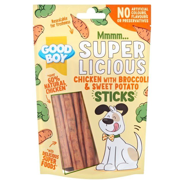 Good Boy Superlicious Chicken Broccoli &amp;amp; Sweet Potato Stick Dog Treats   100g