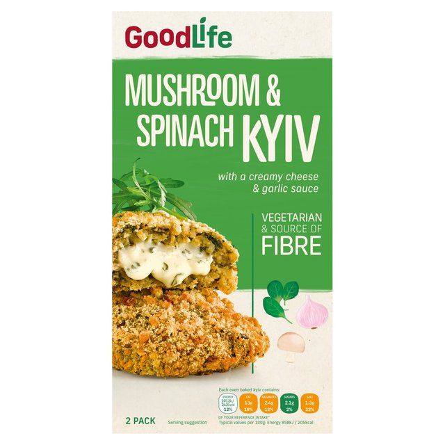 Goodlife Mushroom &amp;amp; Spinach Kiev Frozen   250g