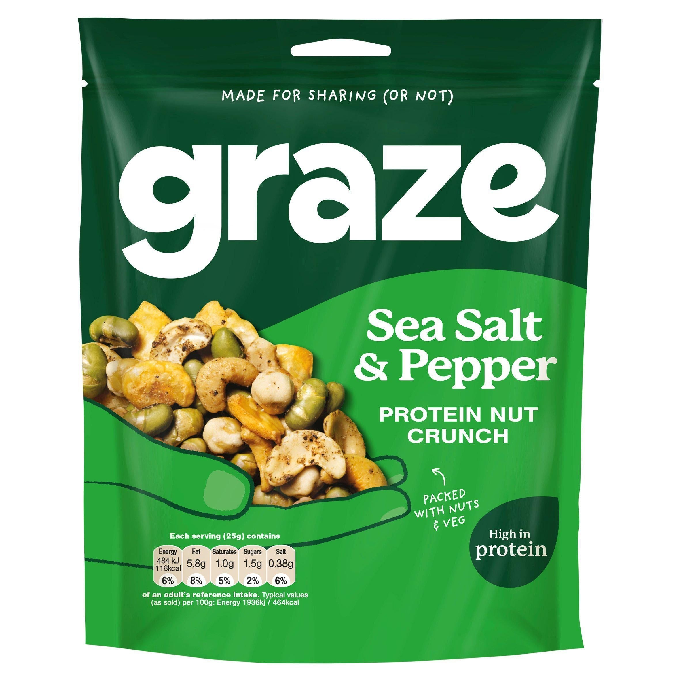 Graze Protein Salt &amp;amp; Pepper Vegan Mixed Nuts Snack 100g