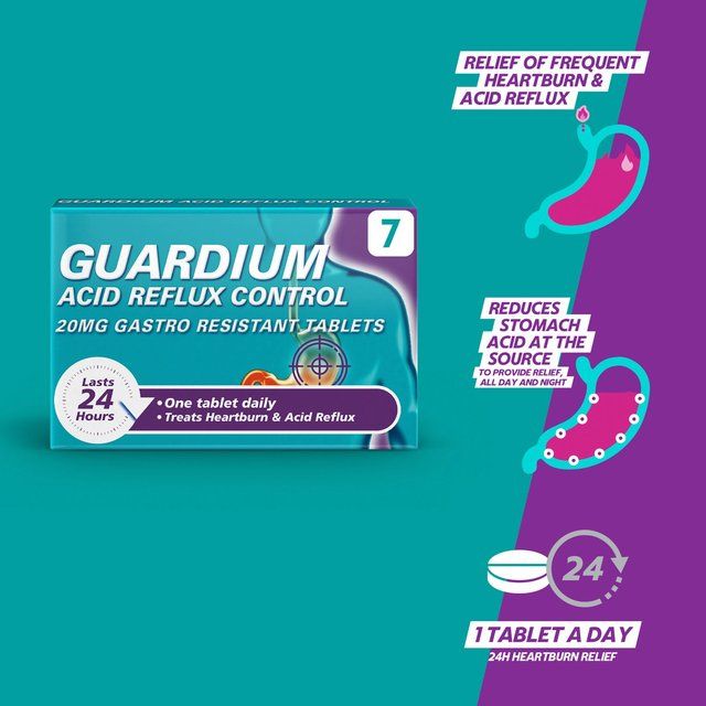 Guardium Acid Reflux Control Tabs Heartburn Indigestion   7 per pack