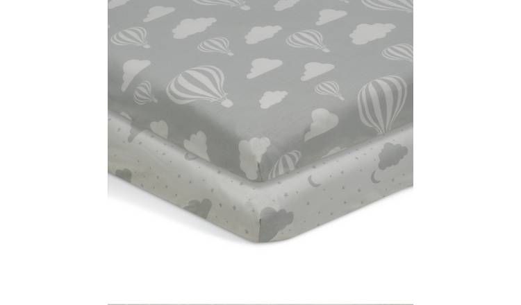 Habitat Balloon &amp;amp; Stars Twin Pack Nursery Fitted Sheet - Cot