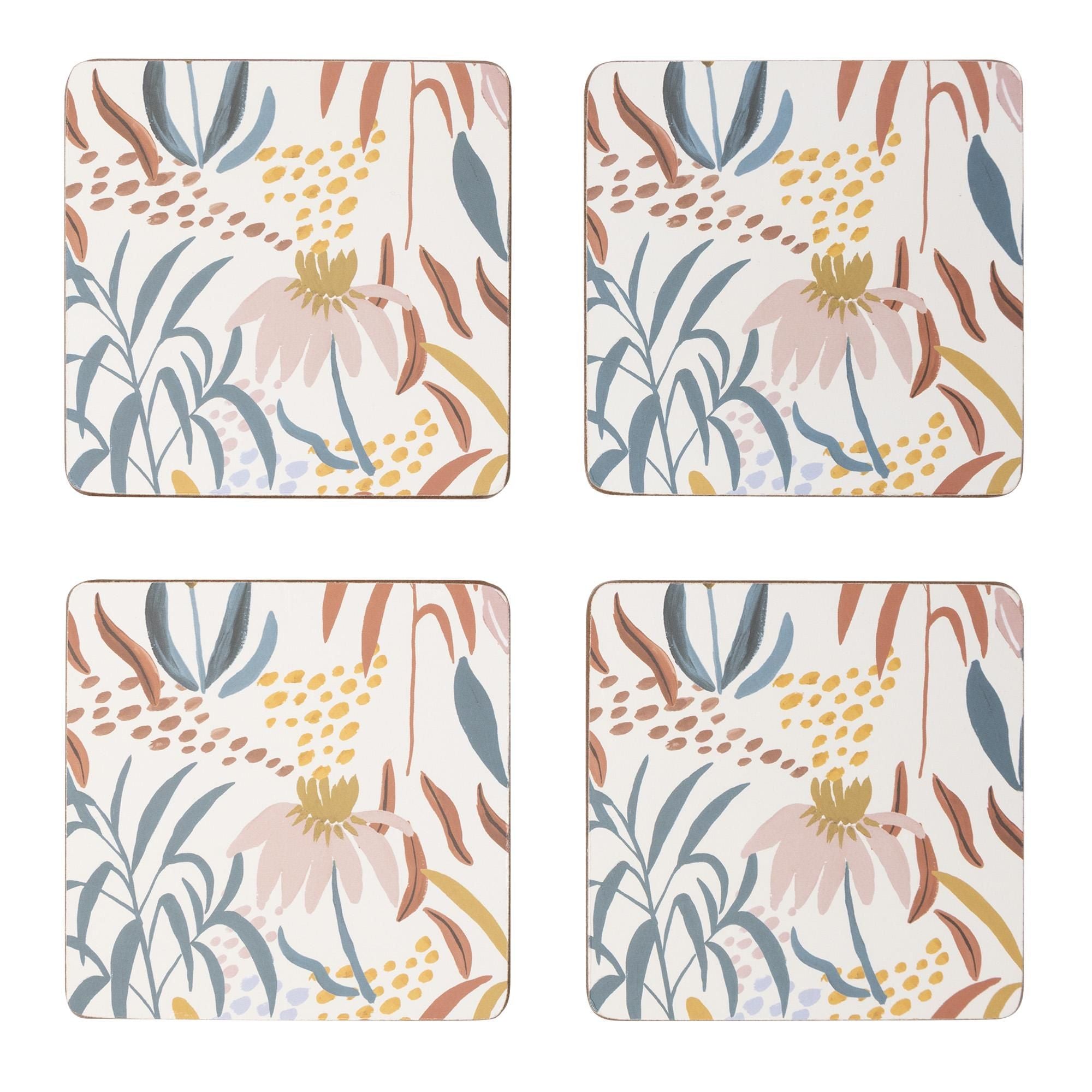 Habitat Floral Ripple Corkback Coasters 4pk