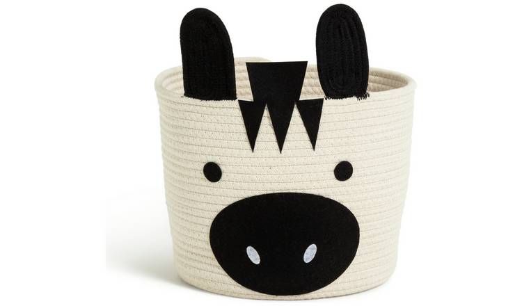 Habitat Zebra Rope Kids Storage Basket - Cream &amp;amp; Black