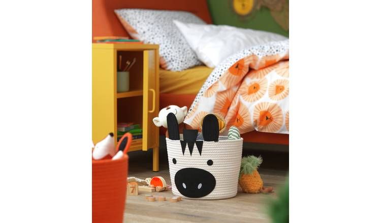 Habitat Zebra Rope Kids Storage Basket - Cream &amp;amp; Black