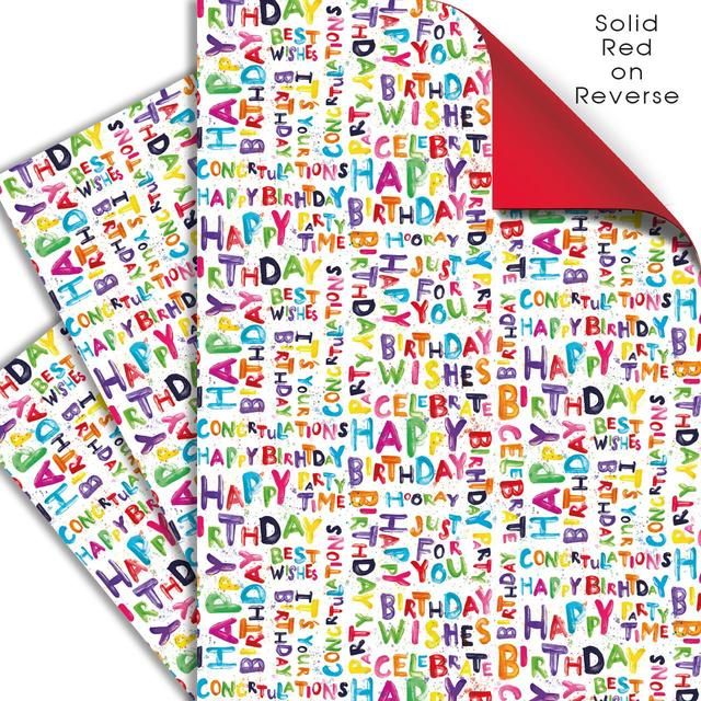 Happy Bright Double Sided Gift Wrap Sheets   3 per pack