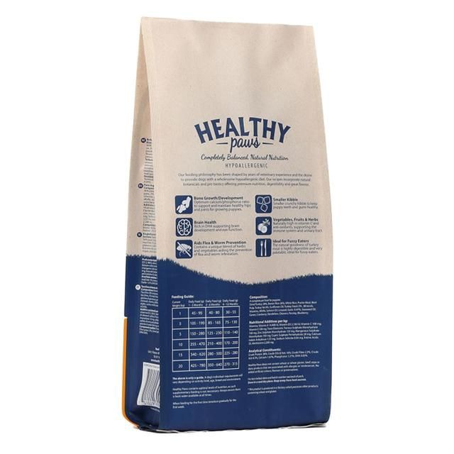 Healthy Paws British Turkey &amp;amp; Brown Rice Puppy Dog Food   2kg