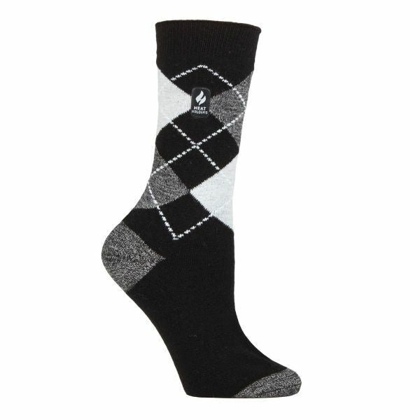 Heat Holders Ladies Ultra Lite Thermal Dress Socks 4-8 UK Black/ Grey (Valletta)