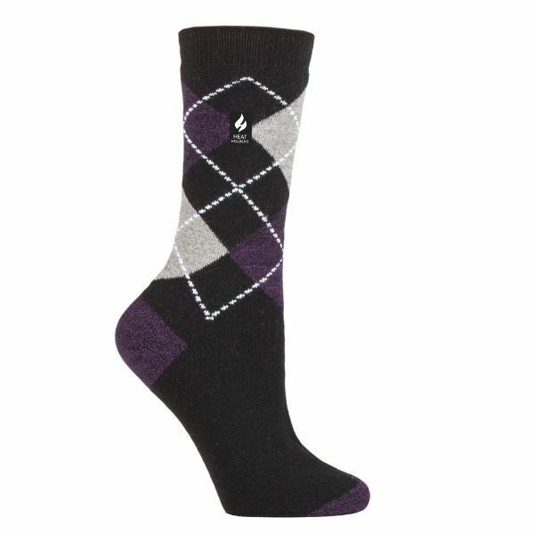 Heat Holders Ladies Ultra Lite Thermal Dress Socks 4-8 UK Black/ Purple (Valletta)